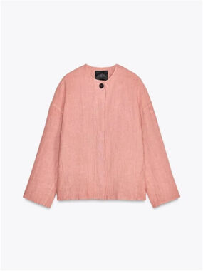 ZARA 100% Linen Bomber Jacket
